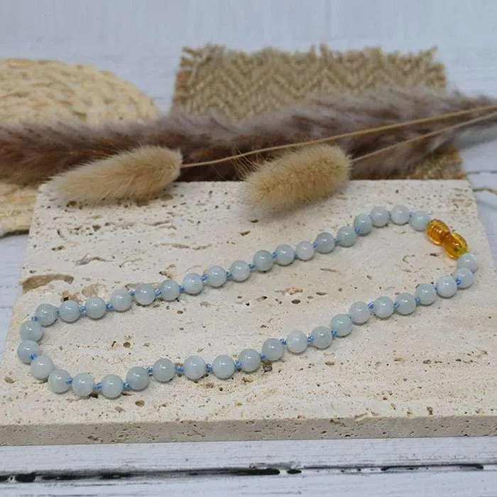 Collier Aigue marine - Bébé / Nourrisson - Pierres naturelles -Apaise et soulage bébé -Lithothérapie -Bienfaits -Idée cadeau -Vertus-1