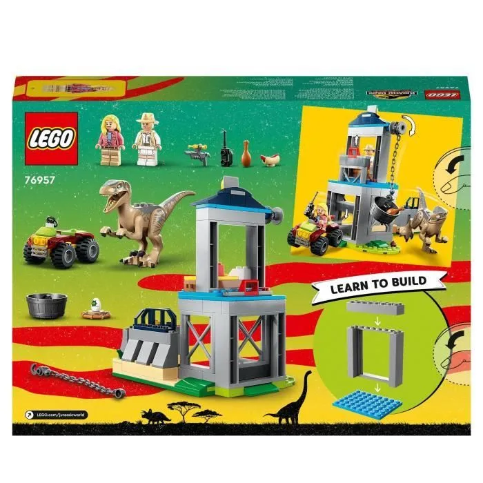 LEGO® Jurassic Park 76957 L'Évasion du Vélociraptor, Jouet avec Dinosaure et Voiture-5