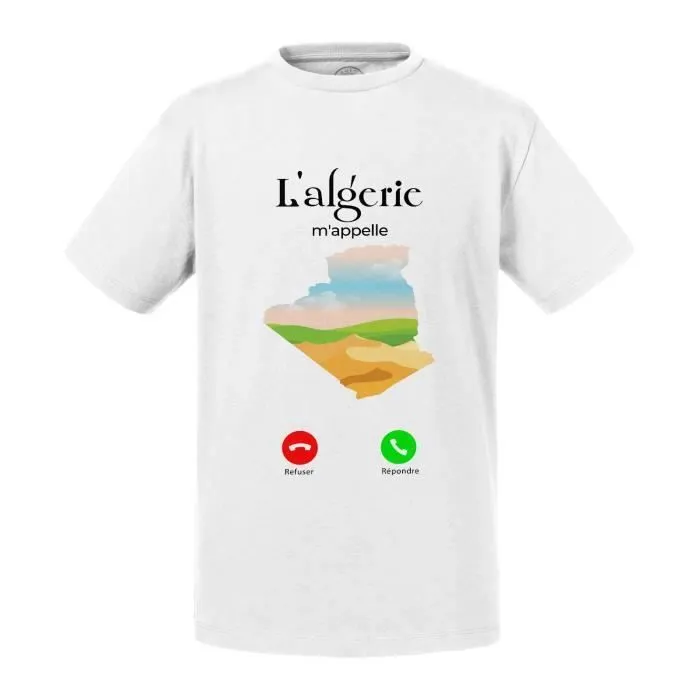 T-shirt Enfant Blanc L'Algérie M'Appelle Voyage Culture Tourisme-0