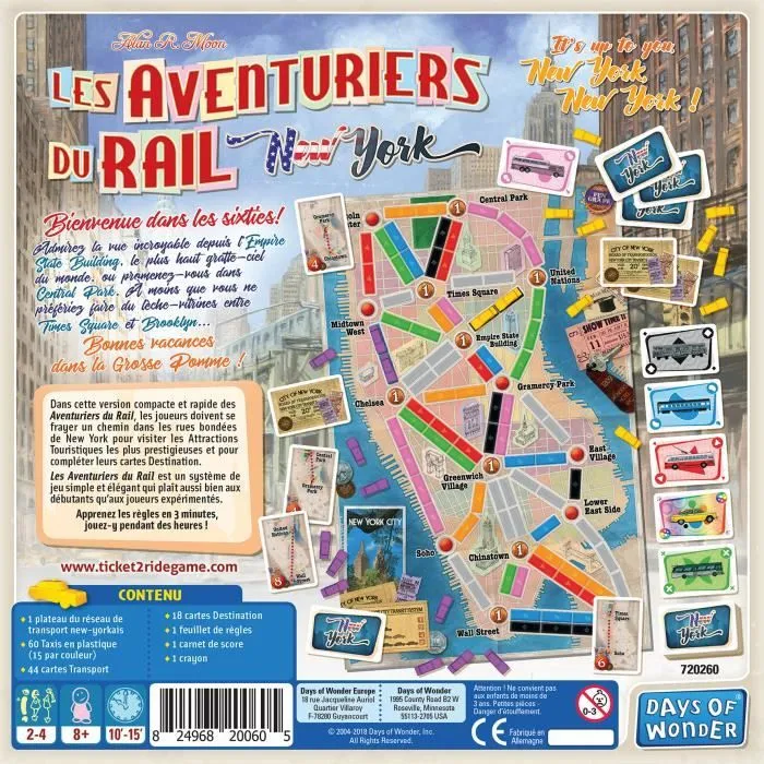 Les Aventuriers du Rail : New York - AC-DÉCO - Jeu de société - 8 ans et plus - 2 à 4 joueurs - 10 à 15 minutes-2
