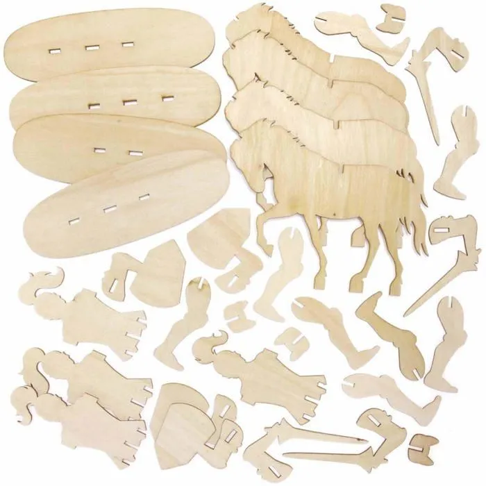 Jeu de peinture Baker ross - FE277 - Chevalier et Cheval en Bois 3D - Lot de 4, Construction en Bois Enfants ()-1