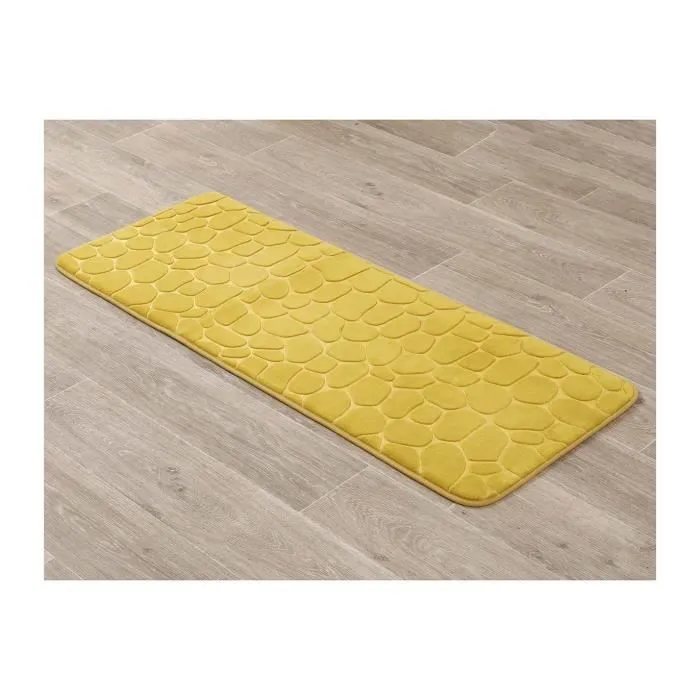 TENDANCE - Tapis de salle de bain Moutarde en Microfibre à mémoire de forme 45 x 120 cm Jaune-1