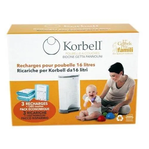 Poubelle 16L - KORBELL - 3 recharges écologiques biodégradables-0