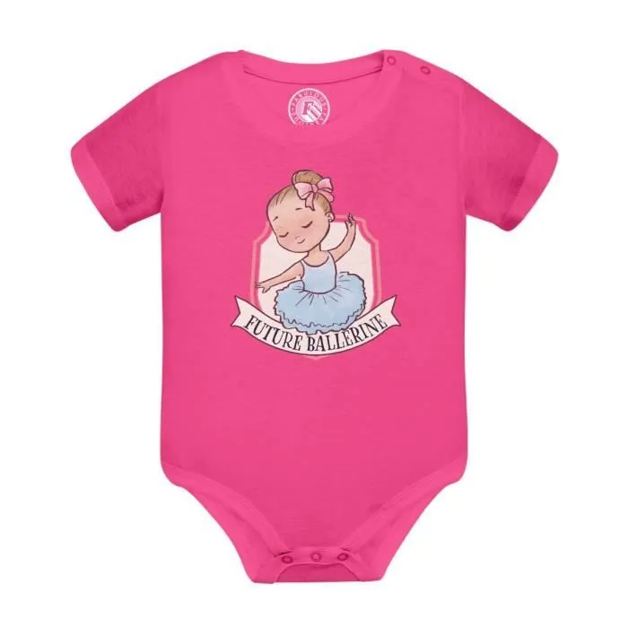 Body Bébé Manche Courte Rose Future Ballerine Danse Classique Sport-0