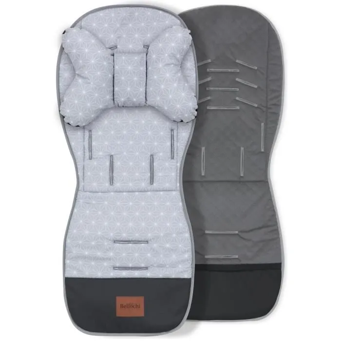 Bellochi Coussin Poussette Universel Été Matelas Poussette Universelle avec Coussin Anti-Choc - Coton et Velours - Bleu-1