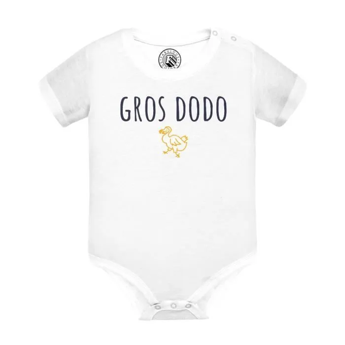 Body Bébé Manche Courte Blanc Gros Dodo Blague Humour Animal Insomnie-0