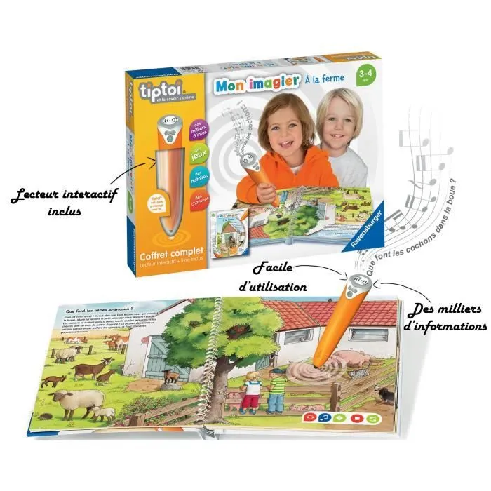 tiptoi® - Coffret complet lecteur interactif + Livre Imagier A la ferme - Ravensburger - Jeu électronique éducatif - Dès 3 ans-3