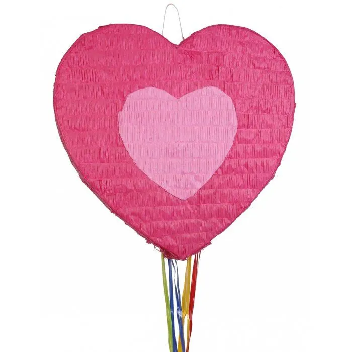 Pinata à tirer Coeur - AMSCAN - Modèle COEUR - Rose - Pour Enfant de 3 ans et plus - Intérieur-0