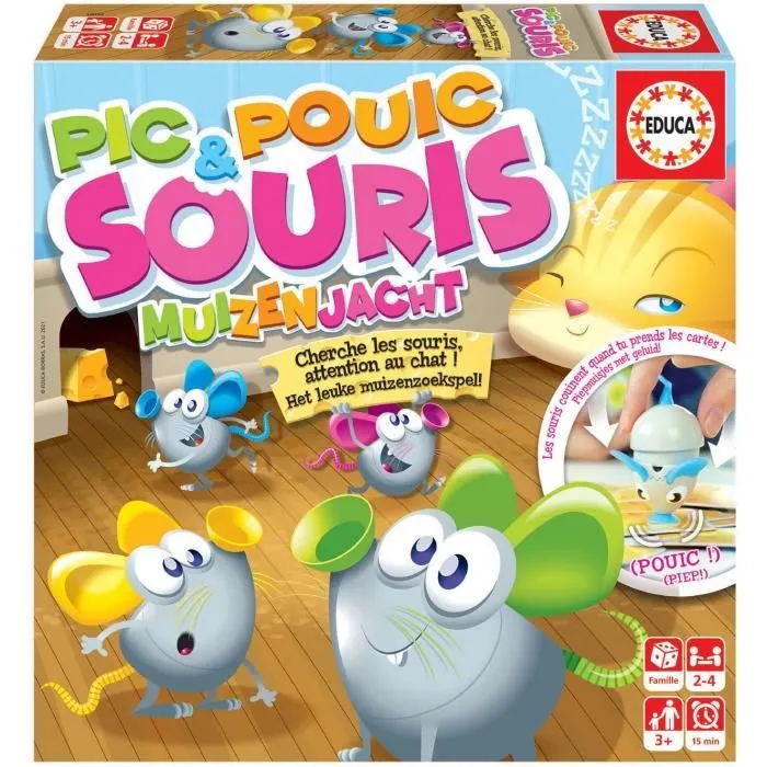 Jeu de carte - EDUCA - PIC & POUIC SOURIS - Multicolore - 2 joueurs ou plus - 3 ans-0