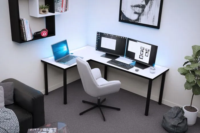 Bureau gaming blanc, bureau gamer, bureau d'ordinateur, bureau de jeu bureau-1