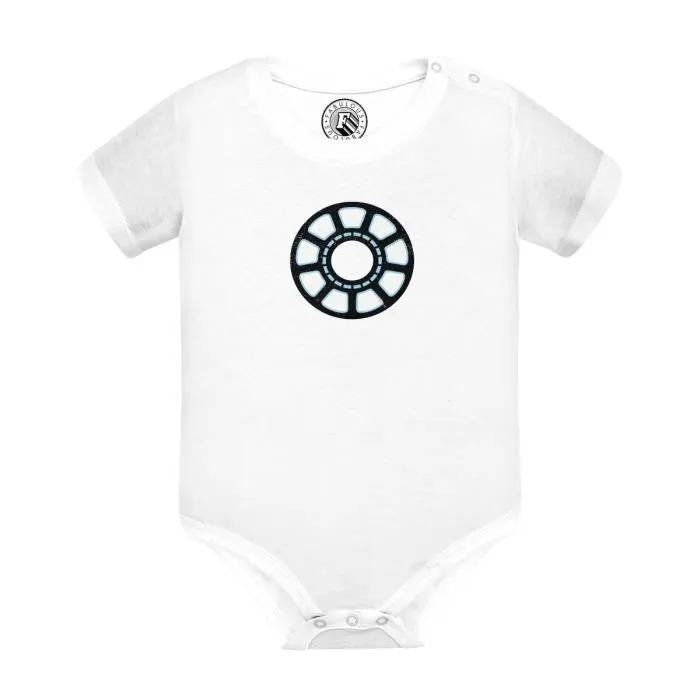 Body Bébé Manche Courte Blanc Iron Man Arc Reactor Super Héros BD Film Geek-0