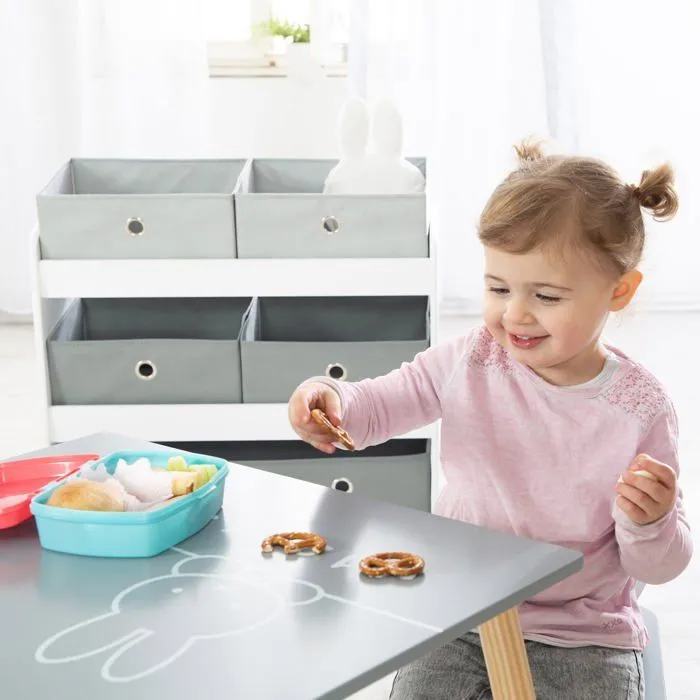 ROBA Ensemble Table + 2 Chaises Enfants - miffy® - Motif Lapin - Table de Jeu et d'Apprentissage - Gris / Blanc-5