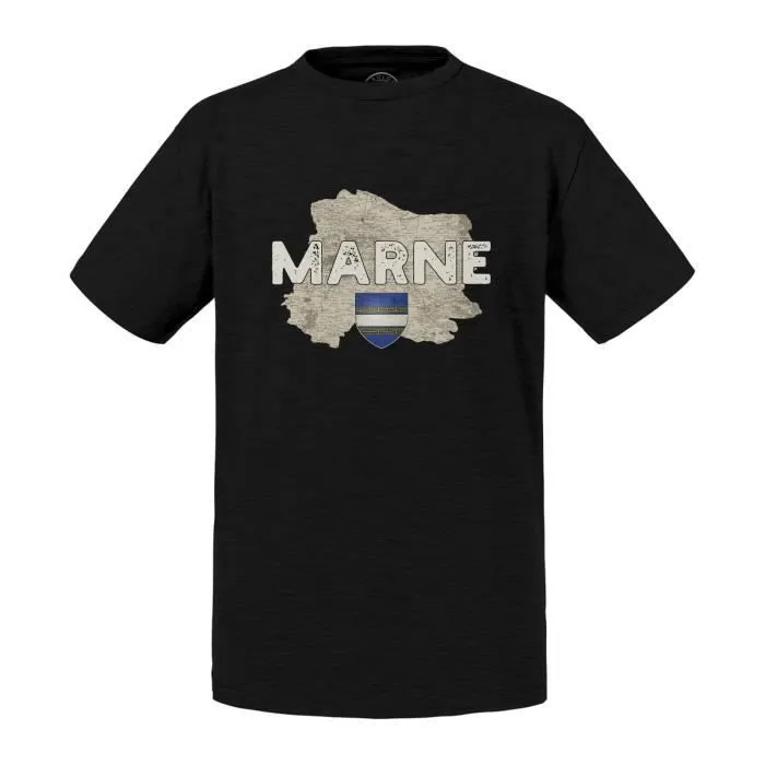 T-shirt Enfant Noir Marne Departement 51 Chalons en Champagne Carte Ancienne-0