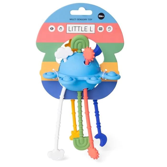 Jouet sensoriel - LITTLE L - Planète multicolore - Silicone - 5 cordons texturés - Sécurisé pour bébé-4