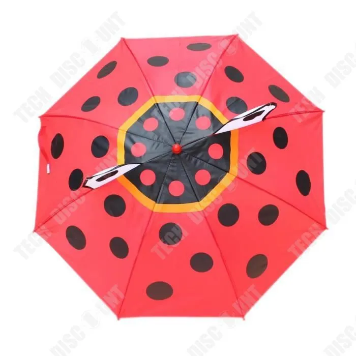 TD® Parapluie ensoleillé pour enfants Parapluie d'oreille parapluie pour enfants avec sifflet parapluie de danse maternelle rouge-2