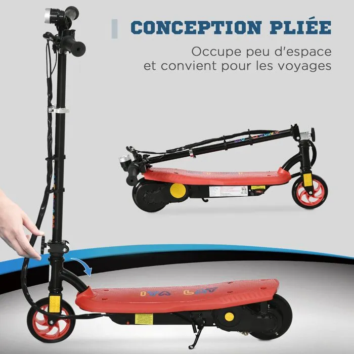 Trottinette électrique - HOMCOM - métal - 75 x 48 x 105 cm - rouge-5
