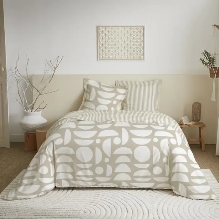 Parure de draps 4 pièces pour lit 160 x 200 cm "Grande largeur" Mykonos naturel-1
