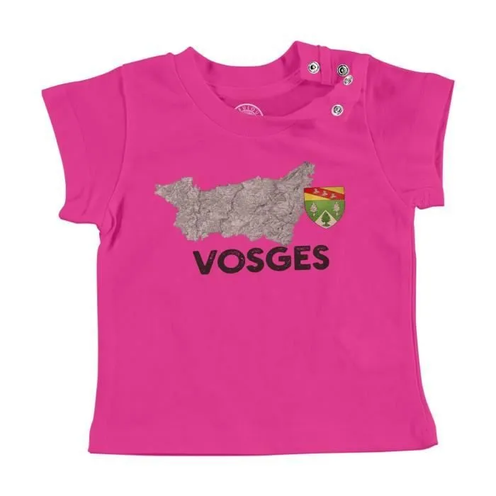 T-shirt Bébé Manche Courte Rose Vosges 88 Département Epinal Carte Ancienne Rare-0