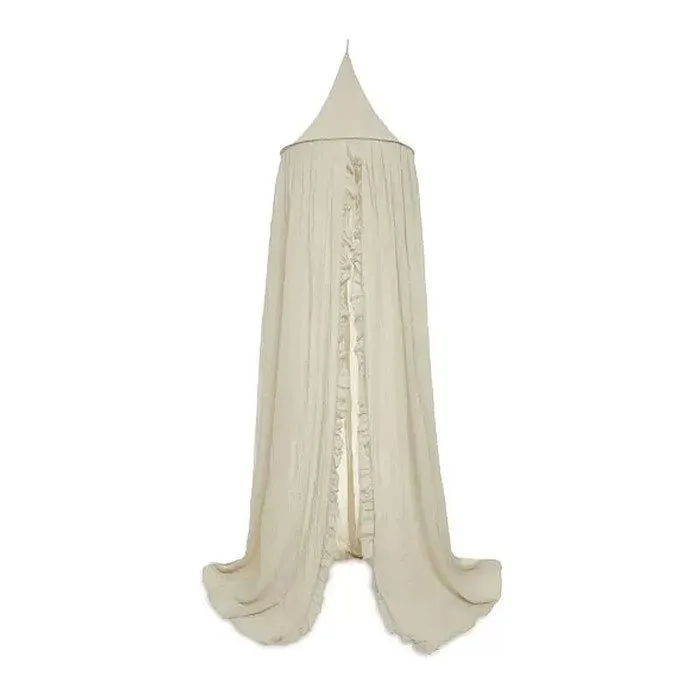 Ciel de lit Voile Moustiquaire 245cm Ruffle Beige Nougat Jollein-0