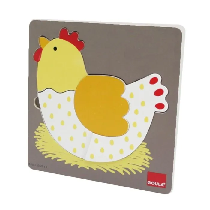 Puzzle en bois 3 niveaux évolution œuf à poule - GOULA - Mixte - 2 ans - Moins de 100 pièces-3