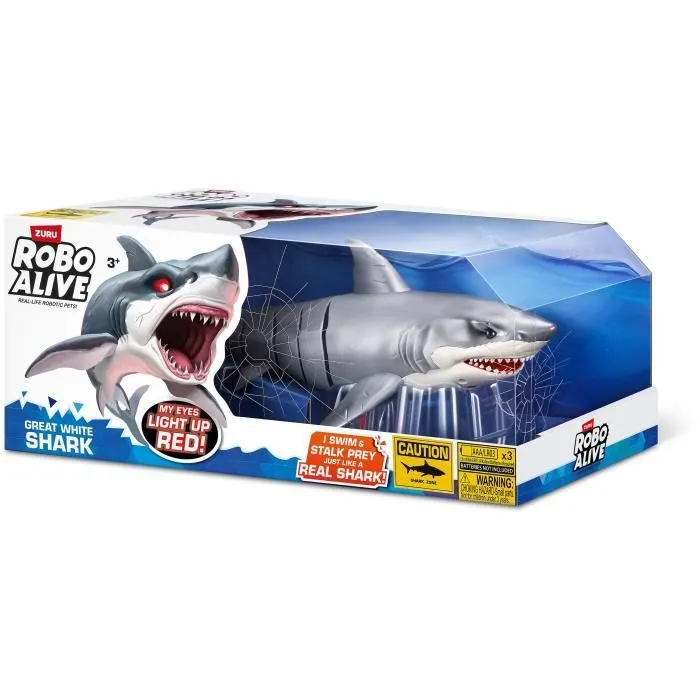 Jouet Interactif - ZURU - Shark Attack Robo Alive - Grand requin blanc avec mouvements réalistes et yeux brillants-3