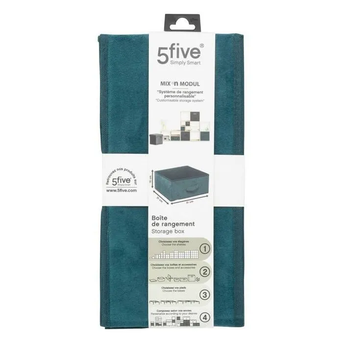 5five - panier velours 31x15cm "mix n modul" bleu-2