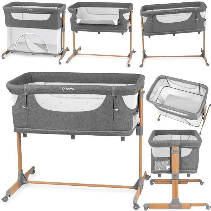 MoMi SMART BED - 4en1 - Lit Cododo, Barceau Bebe - multifonctionnel - Gris-0