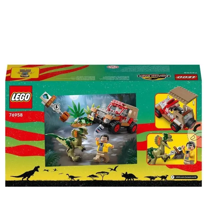 LEGO® Jurassic Park 76958 L'Embuscade du Dilophosaure, Jouet de Dinosaure avec Voiture Jeep-5