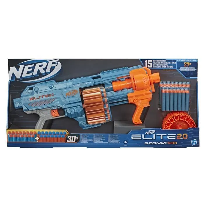 Pistolet à fléchettes NERF Elite 2.0 Shockwave RD-15 - 30 fléchettes incluses - personnalisable-2