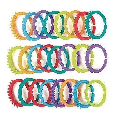 Jouet d'éveil - BRIGHT STARTS - Hochet - 24 liens texturés - Sac de rangement réutilisable-0