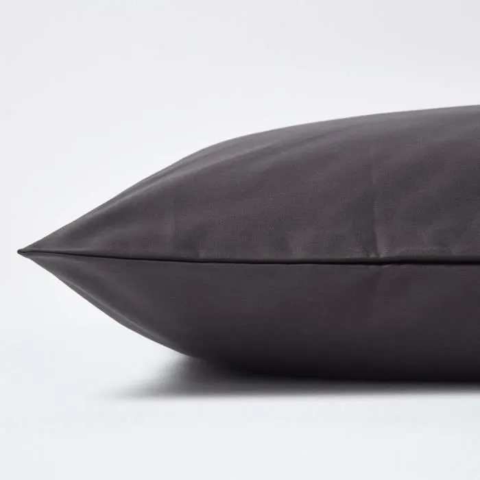 Taie d'oreiller 80x80 cm 100% satin de coton égyptien 1000 fils coloris Gris foncé-1