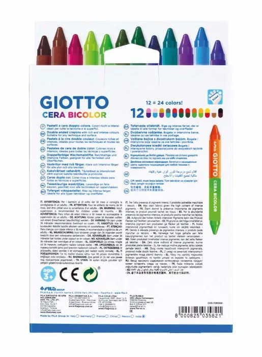Crayon de couleur - Giotto - 291300 - 12 crayons cire - Double pointe - 24 couleurs-2