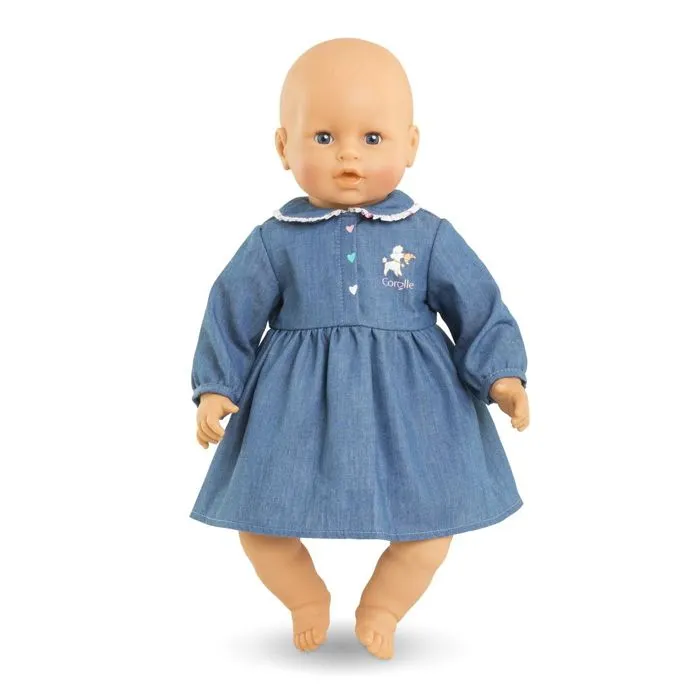 Robe - Corolle - Week-end à Paris - Imitation denim - Col claudine - Pour poupon 42 cm-1