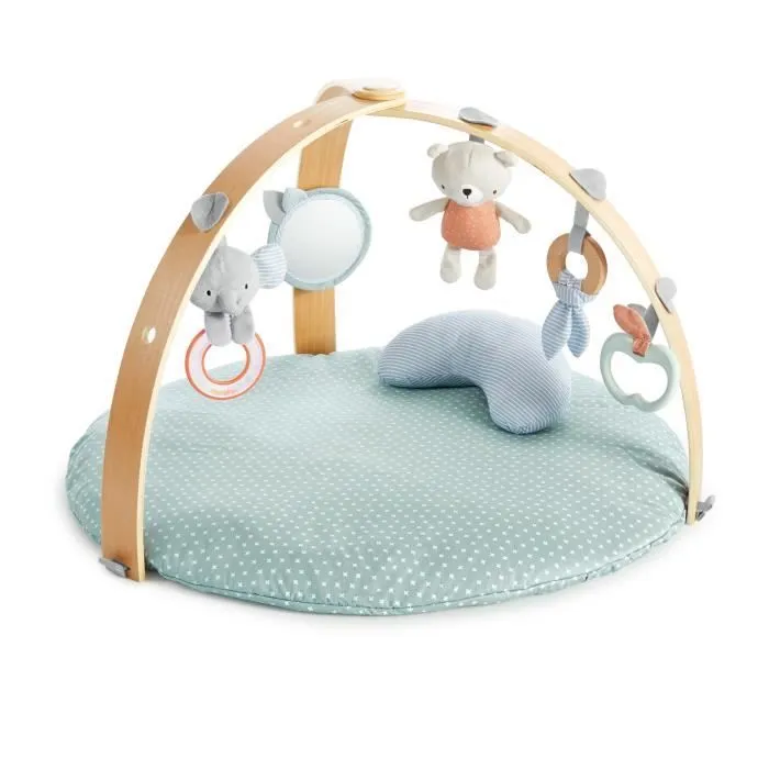 INGENUITY Tapis de sol éveil bébé évolutif - Loamy™ - Réversible, pliable, Arche de jeu en bois amovible, 5 jouets, miroir, coussin-1