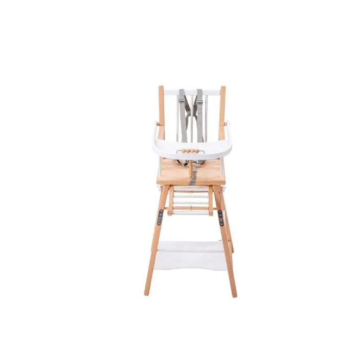 Combelle - Chaise haute bébé en bois Marcel bicolore blanc - 57x95 cm-2