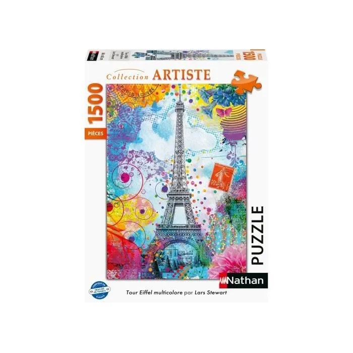 Nathan-Puzzle 1500 pièces-Tour Eiffel multicolore/Lars Stewart-Adultes et enfants dès 14 ans-Puzzle de qualité supérieure-12000950-1