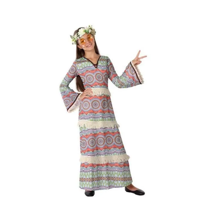 Costume Hippie - Im - Robe Multicolore - Enfant - Fille - Costume d'impression-0