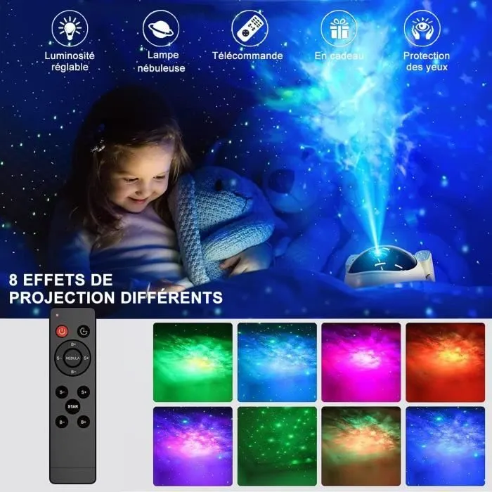 Projecteur de Galaxie D'astronaute Starry Sky Night Light, Projecteur D'étoile D'astronaute avec Nébuleuse, projecteur ciel etoile-1