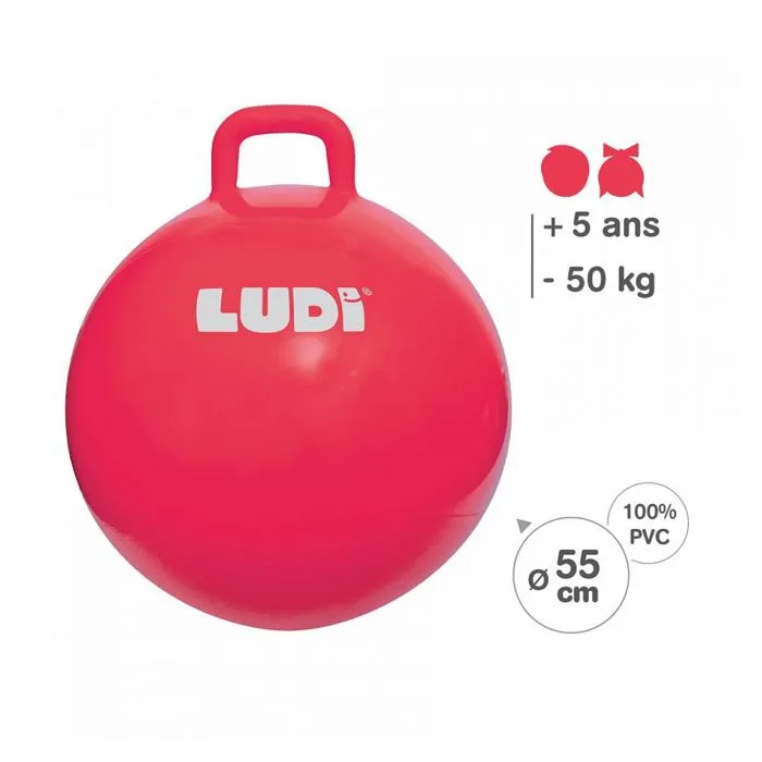 Ballon sauteur XXL LUDI Rouge - Pour enfants dès 5 ans - Résistant et polyvalent-2