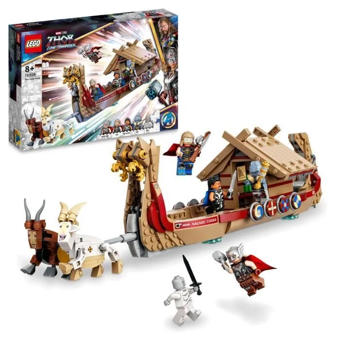 LEGO® 76208 Marvel Le Drakkar de Thor, Jouet à Construire de Bateau avec Minifigurines Avengers et Stormbreaker, dès 8 ans-0