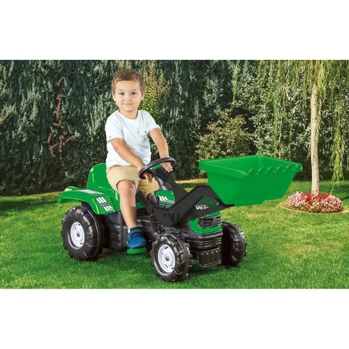Tracteur à pédales - DOLU - Ranchero - Vert/Noir - Chargeur frontal - Klaxon-2