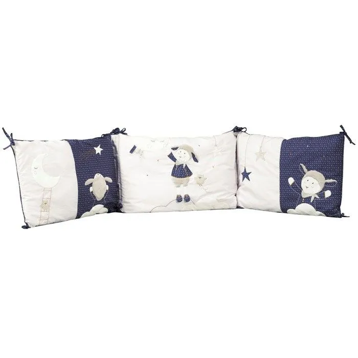 Tour de lit bébé déhoussable - SAUTHON - Merlin - Blanc - Coton - 180x40cm-0