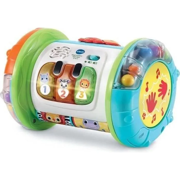 Rouleau d'activités interactif VTECH MAGI ROULEAU TAM-TAM 3 EN 1 pour bébé de 9 à 36 mois - Blanc/Multicolore-0