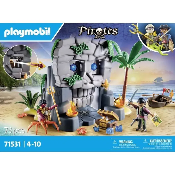 PLAYMOBIL 71531 Ile au trésor pirate et monstre marin - Les pirates-6