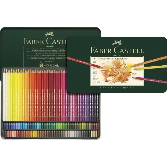 Boîte de 120 Crayons Polychromos - FABER-CASTELL - Pigments de grande qualité-0