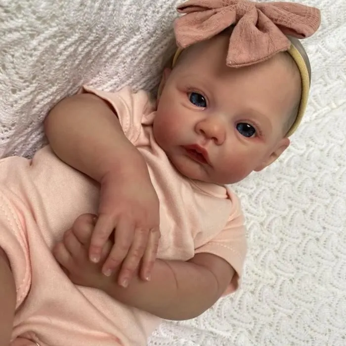 Poupée bébé Reborn en Silicone de 49 cm,Vêtements remplaçables,La peau 3D,Meadow-1