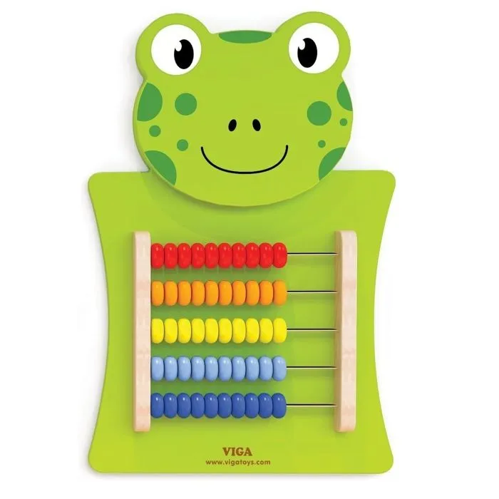 Panneau d'activités mural - Viga Toys - Grenouille - Bois - 5 rangées de perles - 12 mois et plus-0