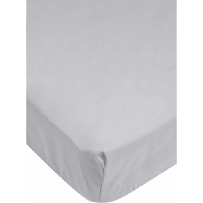 Drap housse - Noname - Gris clair - 90 x 190 cm - Extensible - 100% coton-0