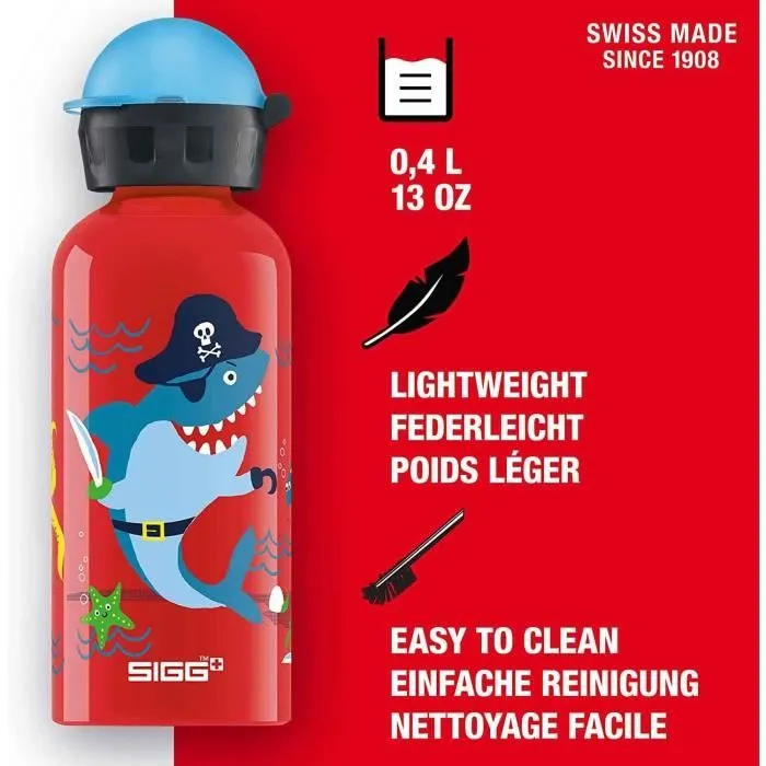 Gourde - Sigg - Requin - 400ml - Aluminium recyclable - Anti-éclaboussures-3