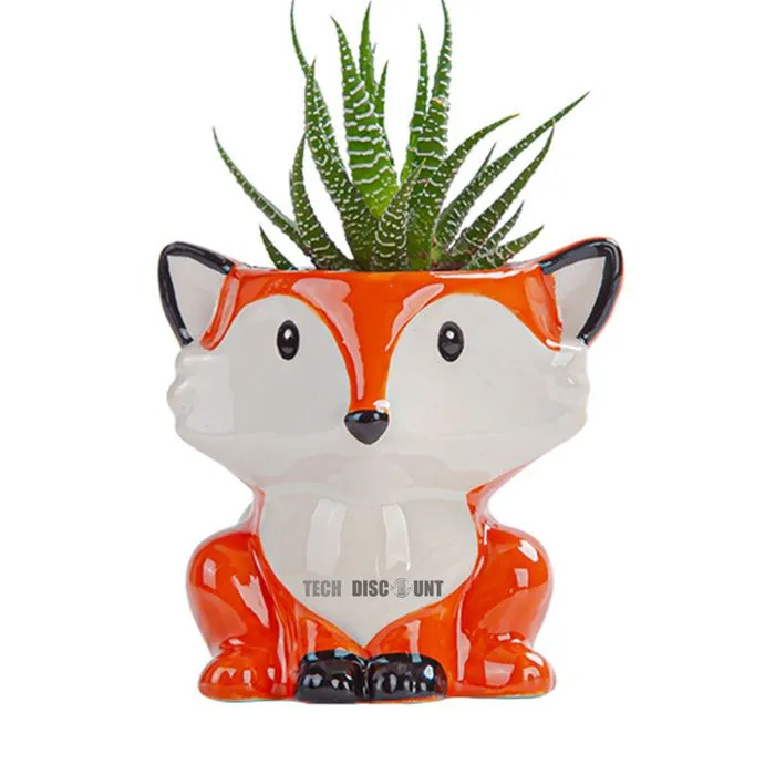 Pot de fleurs en céramique - TD® - dessin animé style européen simple - orange - pour enfant-0